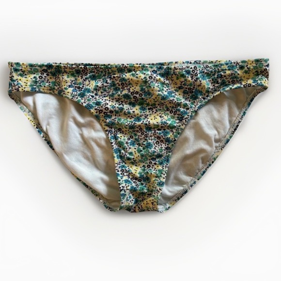 Old Navy Other - Old Navy Womens Blue White & Yellow Floral Mid Rise Bikini‎ Bottoms Lined Sz M